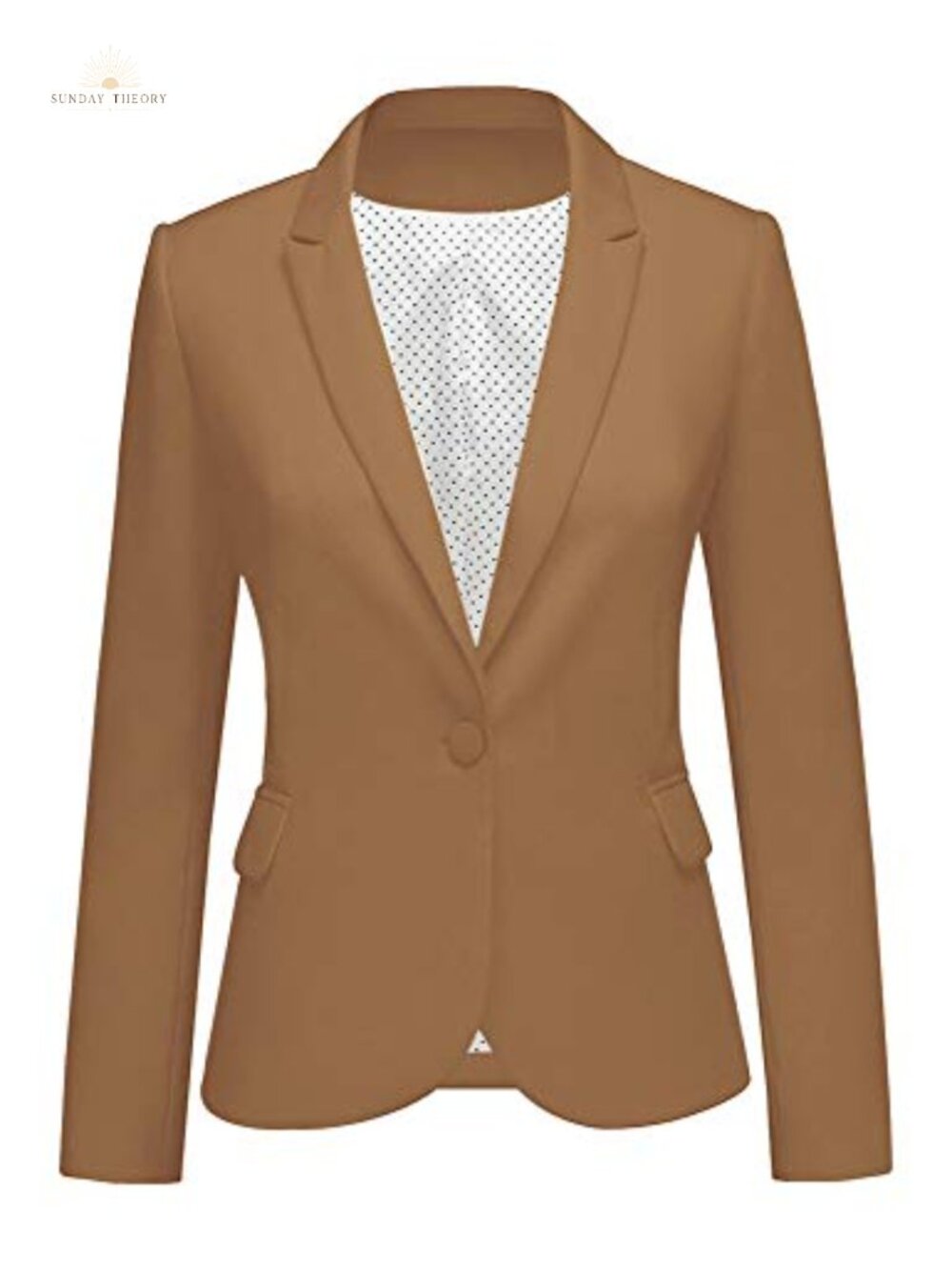 Long Sleeve Notch Lapel One Button Blazer with Padded Shoulders and Back Slit